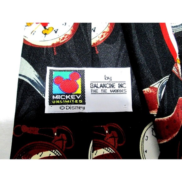 Mickey Mouse Disney Tie Black/Red/Yellow Clock Watch Pattern Accessories - Picture 3 of 7
